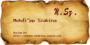 Mohápp Szabina névjegykártya